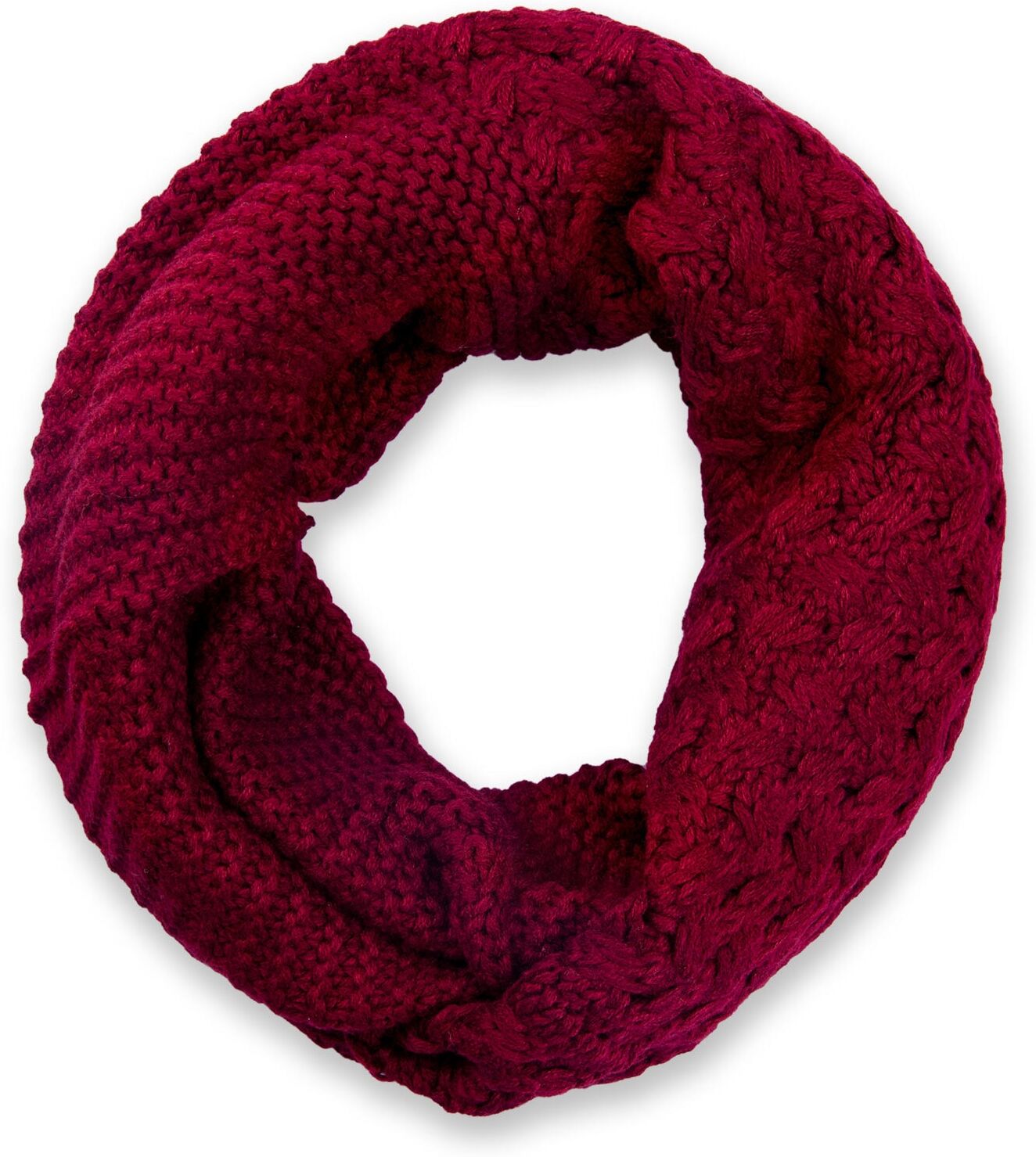 Strickschal STYLEBREAKER "Strick Loop mit Mustermix", Damen, rot (bordeaux, rot), Obermaterial: 100% Viskose CV., Modisch, Modetücher