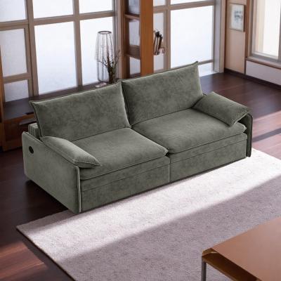 "81.1"" Chenille 4-Seat Convertible Sleeper Sofa Bed with Storage, USB Port, and 2-in-1 Pillow"
