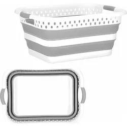 König Design, Wäschekorb, Wäschekorb Faltbar Wäschesammler Wäschebox Wäschetonne Aufbewahrungskorb Grau (36 l)