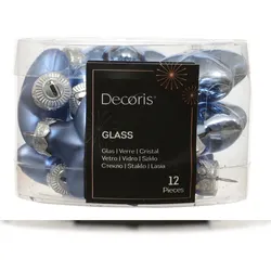 Christmas Decorations 12 Christbaumschmuck Sterne Glas 4cm Glassterne matt & glänzend Christbaumkugeln Weihnachtsbaumkugeln Weihnachtsbaumschmuck Weihnachten Dämmerungsblau