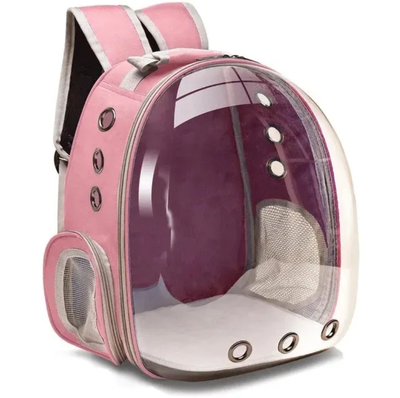 PetsAreLife Clear Cat Backpack Carrier With Ventilated Space Capsule Design For Travel Pink