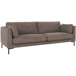 Sofa Corwin 3-Sitzer aus Stoff, klassisch und komfortabel, Dunkelbeige, Metallfüße