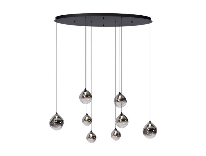 Lampe suspendue ovale en métal et verre avec 8 ampoules