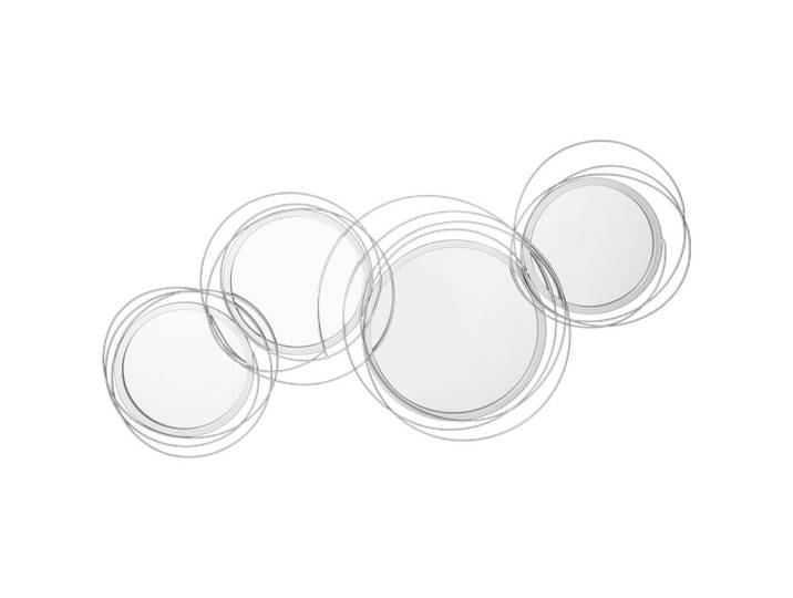 4ER Set Spiegel für Wanddekoration, Wanddekoration mit 4 runden Spiegeln Metall