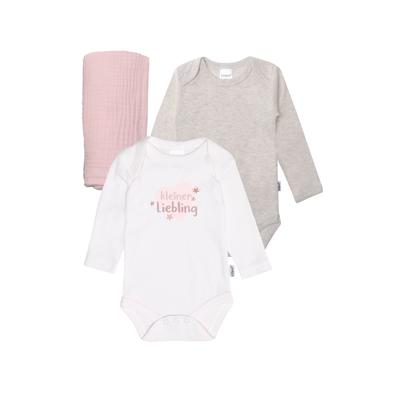 Erstausstattungspaket LILIPUT "kleiner Liebling", Mädchen, Gr. 50/56, grau (weiß, grau), 100% Baumwolle, KOB Set-Artikel Erstausstattungspaket, mit süßem Front-Schriftzug