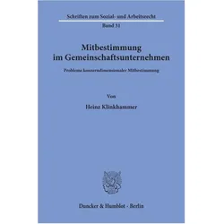 Mitbestimmung im Gemeinschaftsunternehmen., Fachbücher von Heinz Klinkhammer