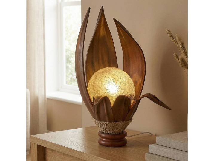 Woru Tischlampe Karima, Holz dunkel, für Wohn- / Esszimmer, Holz, Design