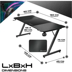 Kesser Z-Frame, Gaming Tisch, Schwarz