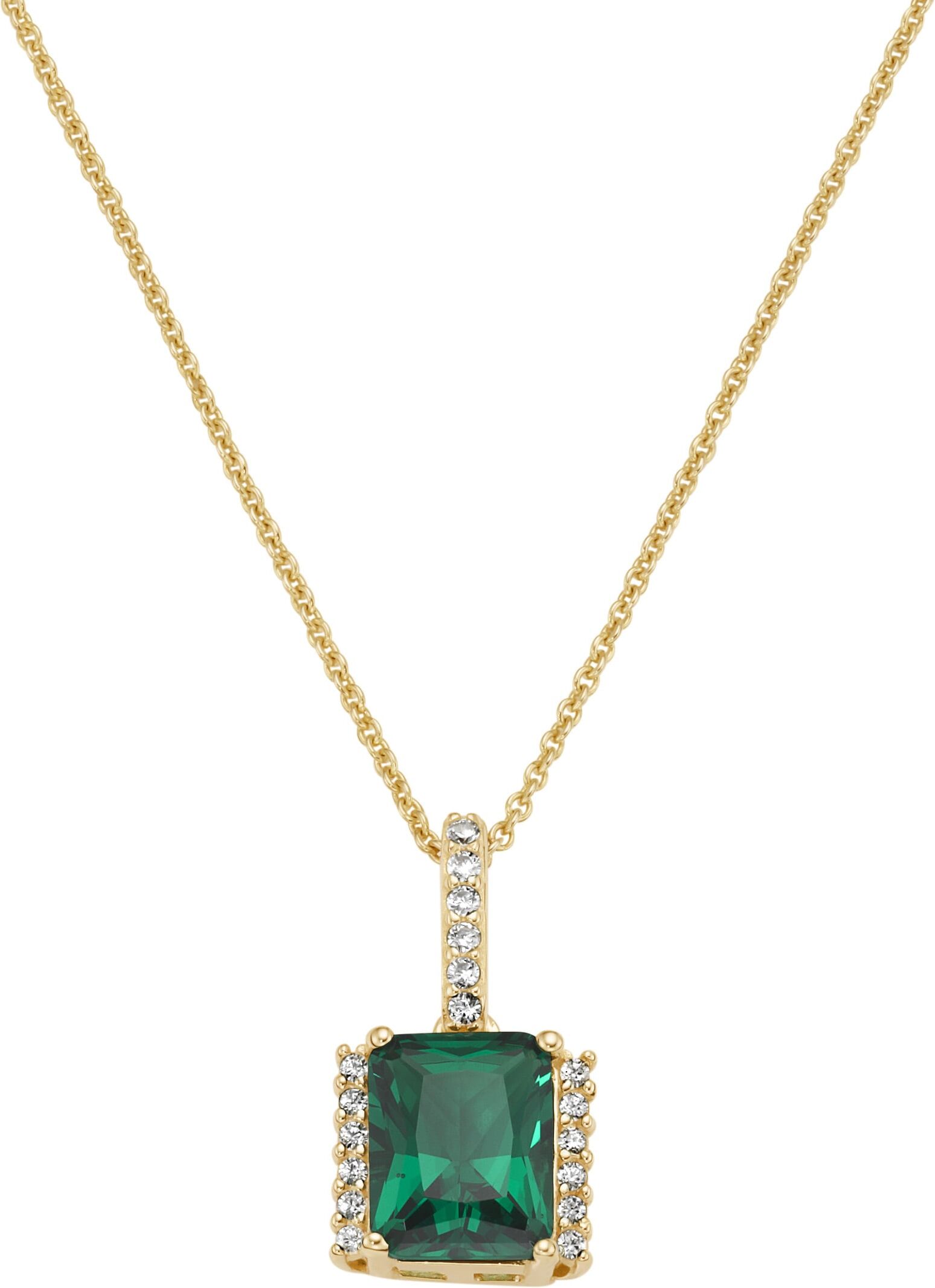 Kette mit Anhänger SMART JEWEL "Kette Anhänger Zirkonia und Kristallstein, Silber 925/-", grün, Halsketten, Damen, Silber 925 (Sterlingsilber), Kette mit Anhänger
