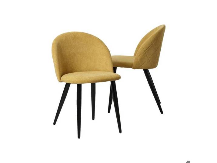 Chaise en tissu jaune moutarde et métal Jasmine (lot de 2)