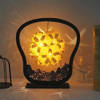 Inspired Deals DIY Paper Carving Lamp USB Shadow Light Paper Art Table Lamp Handmade Decorative Night Light Fan shaped