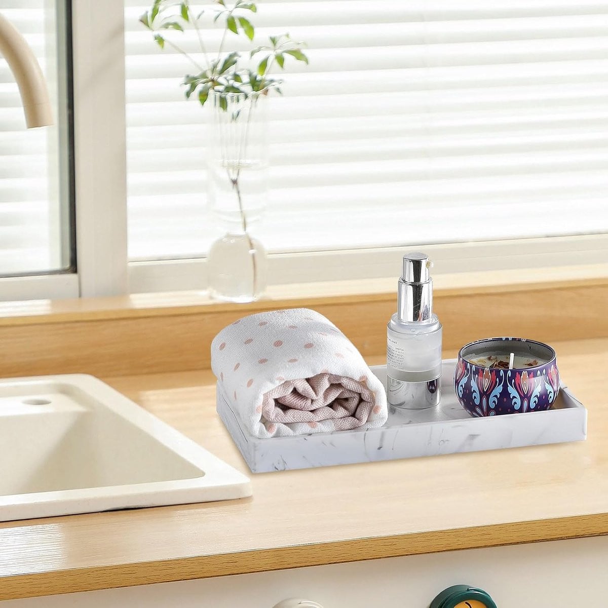 ShopVlot Badkamer Tray Rechthoekig met Marmerpatroon in Wit of Zwart