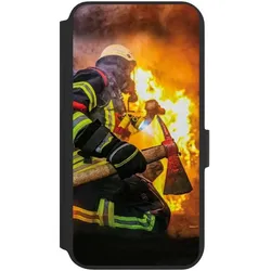 Nivocase Klapphülle für Samsung Galaxy S22+ Handyhülle aus Kunst Leder NIVOflip schwarz Feuer Feuerwehr (Samsung Galaxy S22+), Smartphone Hülle, Schwarz