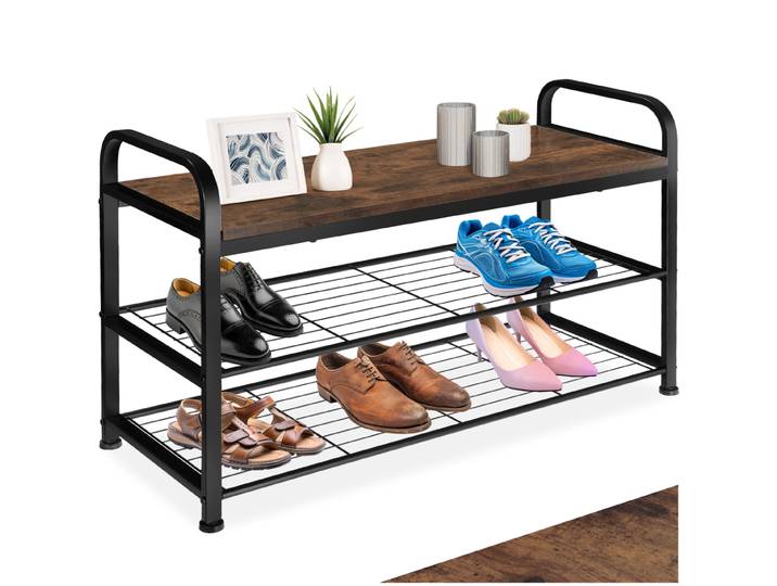 Schuhregal Southampton 91x36x55cm - Industrial Holz dunkel, rustikal