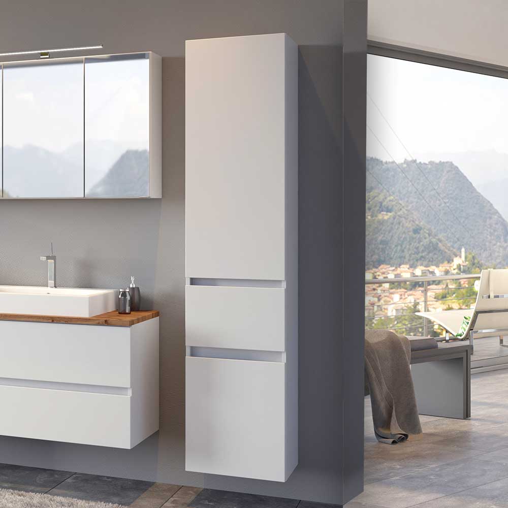 Pharao24.de Weißer Badschrank 40 cm breit 180 cm hoch