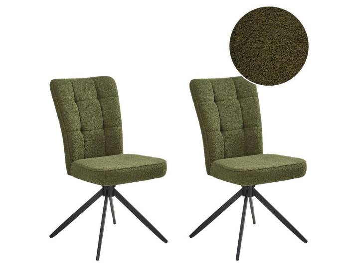 ESSZIMMERSTUHL 2er-Set drehbar Bouclé Grün Ryan