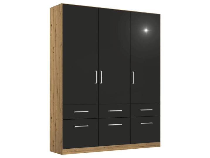 Rauch Möbel Drehtürenschrank, Grau, Eiche Artisan, 2 Fächer, 6 Schublade(n) Schubladen, 136x210x54 cm, Blauer Engel, Made in Germany, Schlafzimmer, Kleiderschränke, Drehtürenschränke