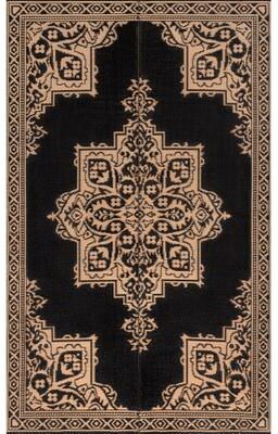 JONATHAN Y Dory Medallion Border Foldable Waterproof Reversible Plastic Straw Outdoor Rug