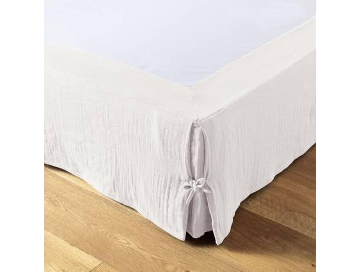 Cache sommier Double Gaze de Coton Blanc 160x200 cm