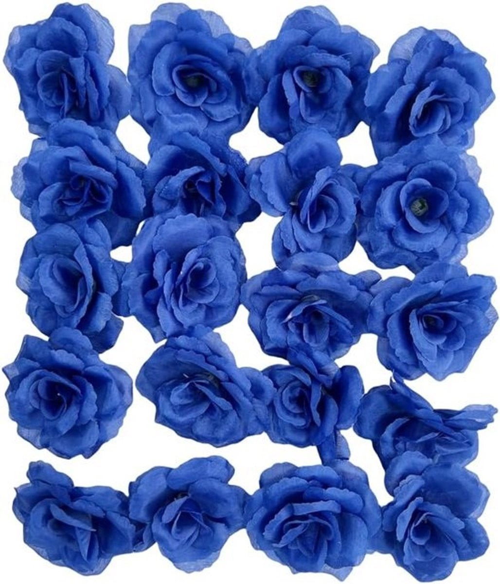 25 kunstmatige blauwe rozenhoofden van zijde voor bruiloftdecoratie en knutselen