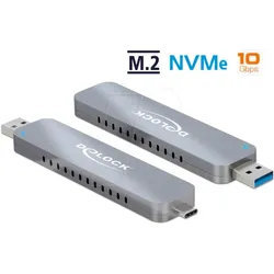 DELOCK 42616 - Externes M.2 Key M SSD Metallgehäuse, USB 3.1 A,und C