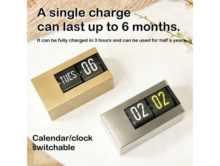 Horloge calendrier minimaliste à feuilles, horloge décorative de bureau tendance, horloge calendrier perpétuel intelligent de luxe léger.