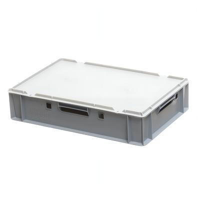 Logiplast E1 Kisten 600x400x125 mm Fleischkasten Lagerkiste Metzgerkiste in grau mit Deckel