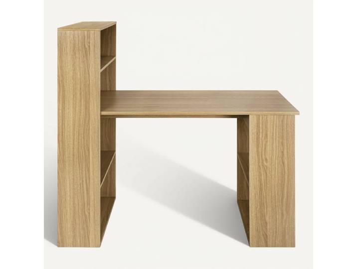 Bureau L. 124 cm avec bibliothèque PALERME imitation chêne