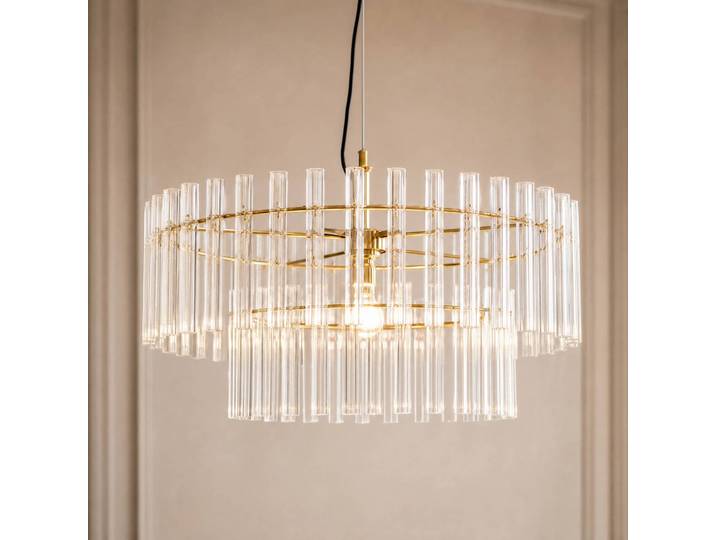 Hängeleuchte Leanna Lucande, dimmbar, klar / transparent, für Wohn- / Esszimmer, Glas, Modern