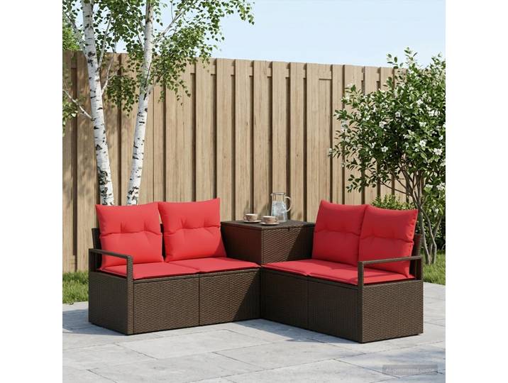 vidaXL Sofa Set 5 stk. Braun und Rot 177 x 177 x 85 cm