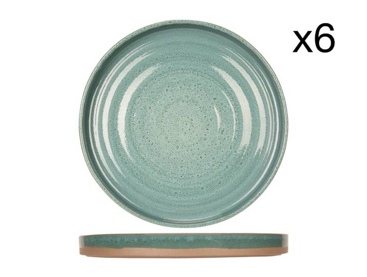Lot de 6 Assiettes plates en Grès, bleu, D26 cm