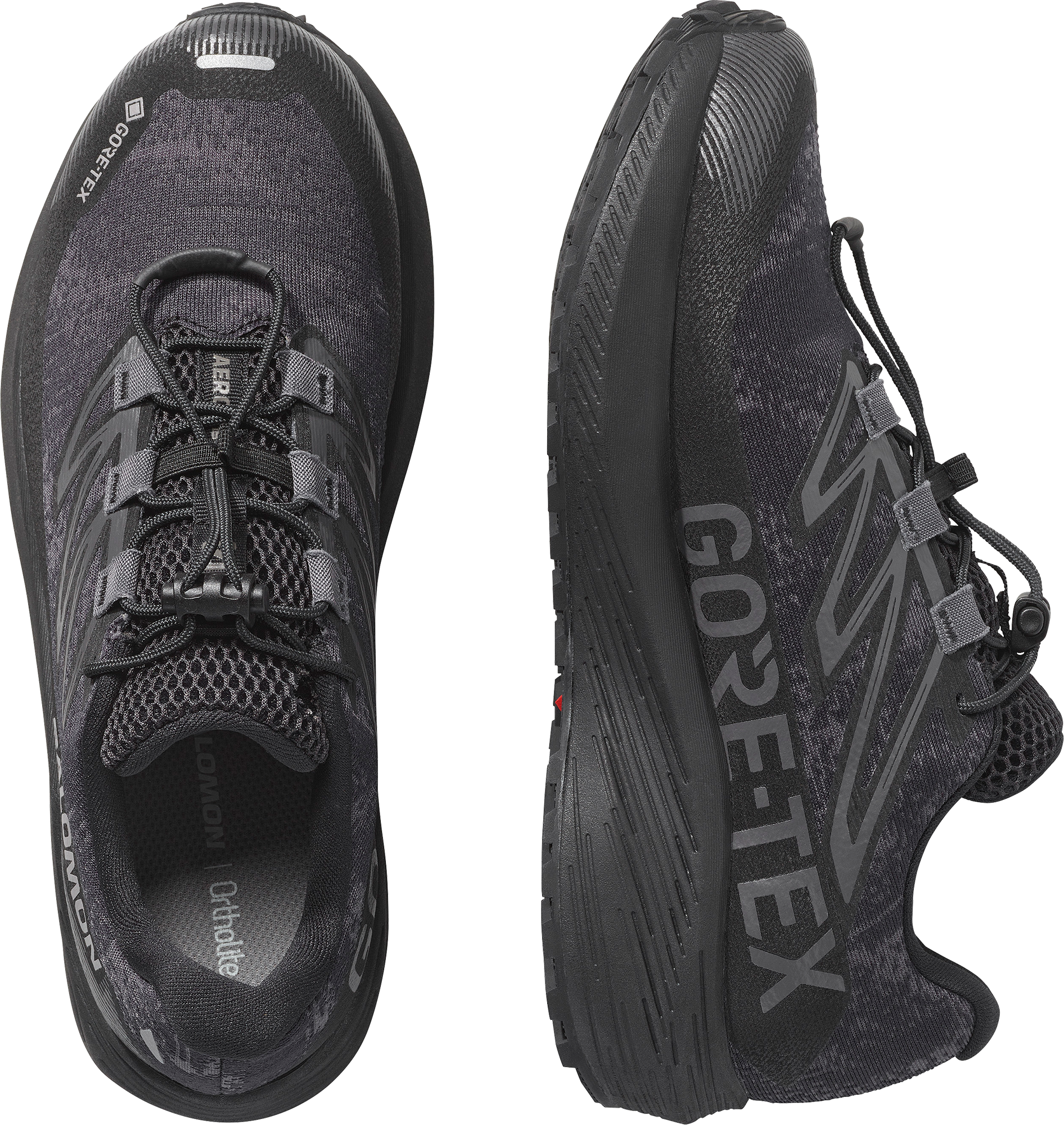 Laufschuh SALOMON "AERO FLOW GRVL GORE-TEX", Damen, Gr. 40,5, schwarz (asphalt, schwarz, cloudburst), Synthetik, Textil, Schuhe Laufschuh, wasserdicht asphalt, schwarz, cloudburst 40,5