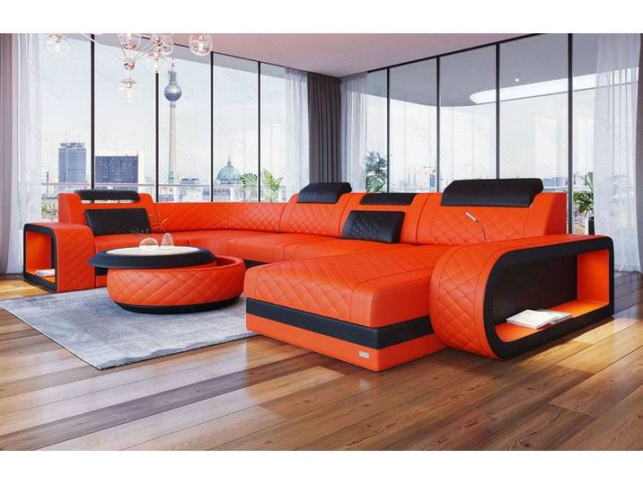 Mini Wohnlandschaft Berlin U-Form aus Leder