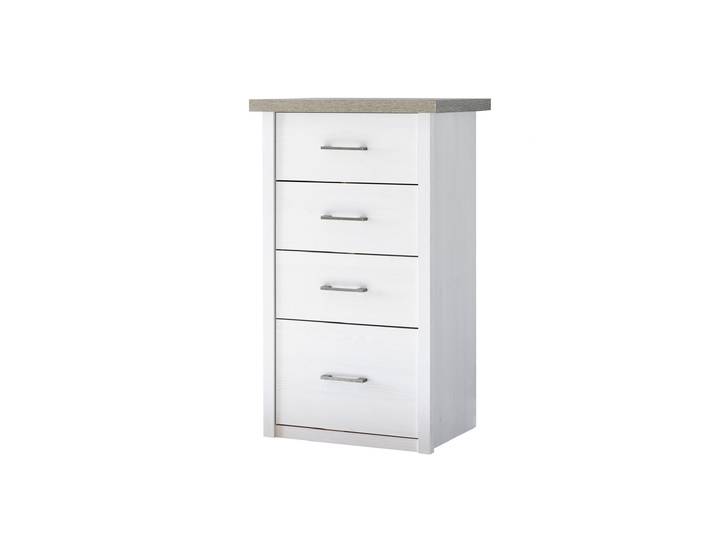 Kommode 60 cm Pinie weiß mit 4 Schubladen - LUCA