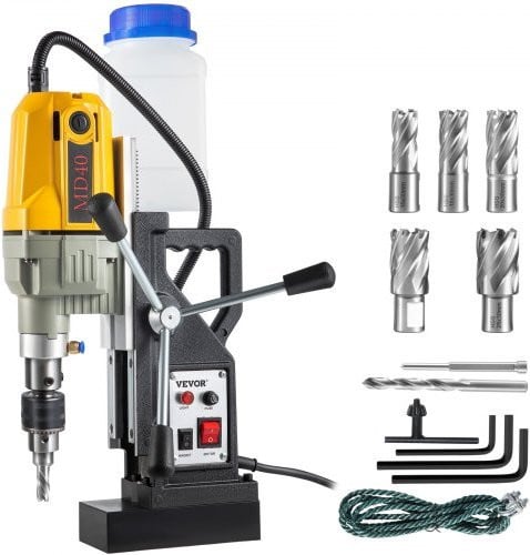 VEVOR Elektrische Magneetboormachine met Efficiënt Koelsysteem, Geel, B/D/H: 36 x 28 x 12 cm