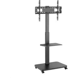 MonLines MBS011B TV Ständer auf Rollen mit Ablage bis 75 Zoll, schwarz (40 kg), TV Ständer, Schwarz