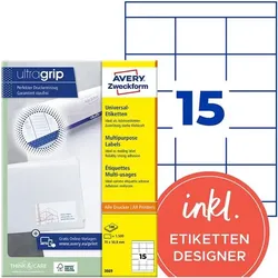 Avery Zweckform 1500er-Pack Universal Klebeetiketten »3669« weiß
