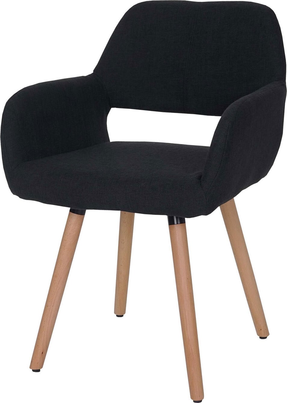 Mendler Eetkamerstoel HWC-A50 II, Retro Design, Zwart-grijs textiel met lichte poten