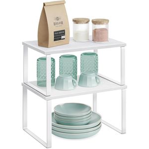 Songmics Küchenregal KCS02W01, weiß, 2er Set, für Arbeitsplatte, 29,7 x 15,8 x 19,5cm
