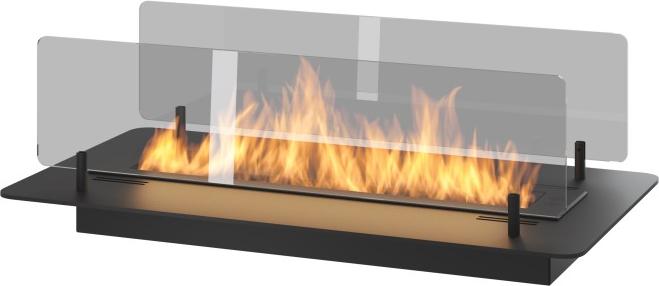 Insert Black 600 Eingebauter oder freistehender Bioethanol-Kamin - Schlanker schwarzer Biokamin mit zwei Glasscheiben, 1-Liter-Tank - 60 cm