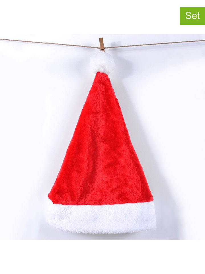 Hollybell 2er-Set: Weihnachtsmützen in Rot - (L)42 x (B)30 cm - onesize