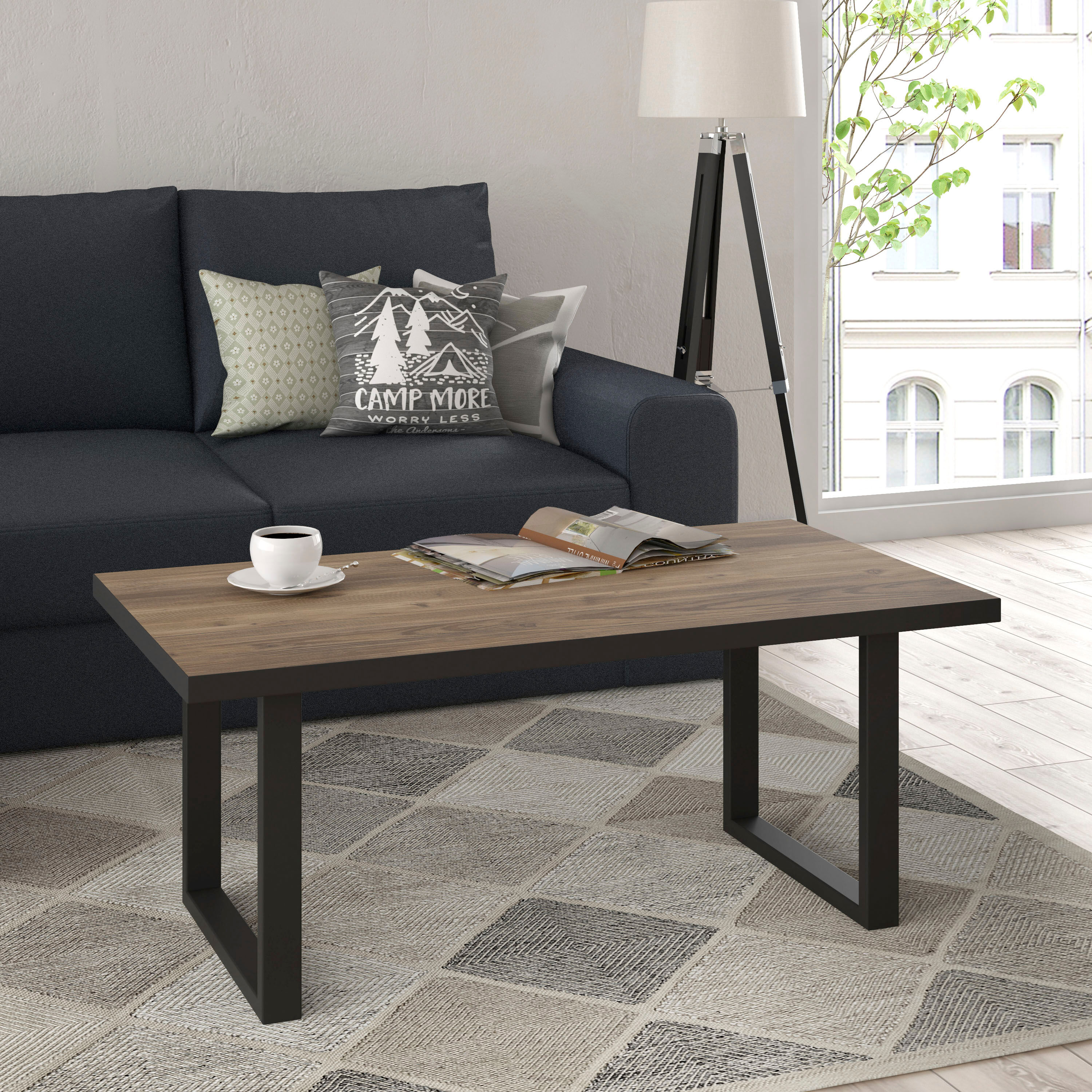 Couchtisch FORTE "Hayato", braun (alpine kiefer, schwarz, alpine kiefer), B:110cm H:45cm T:60cm, Tische, Couchtisch, Breite ca. 110 cm alpine kiefer, schwarz, alpine kiefer B/H/T: 110cm x 45cm x 60cm