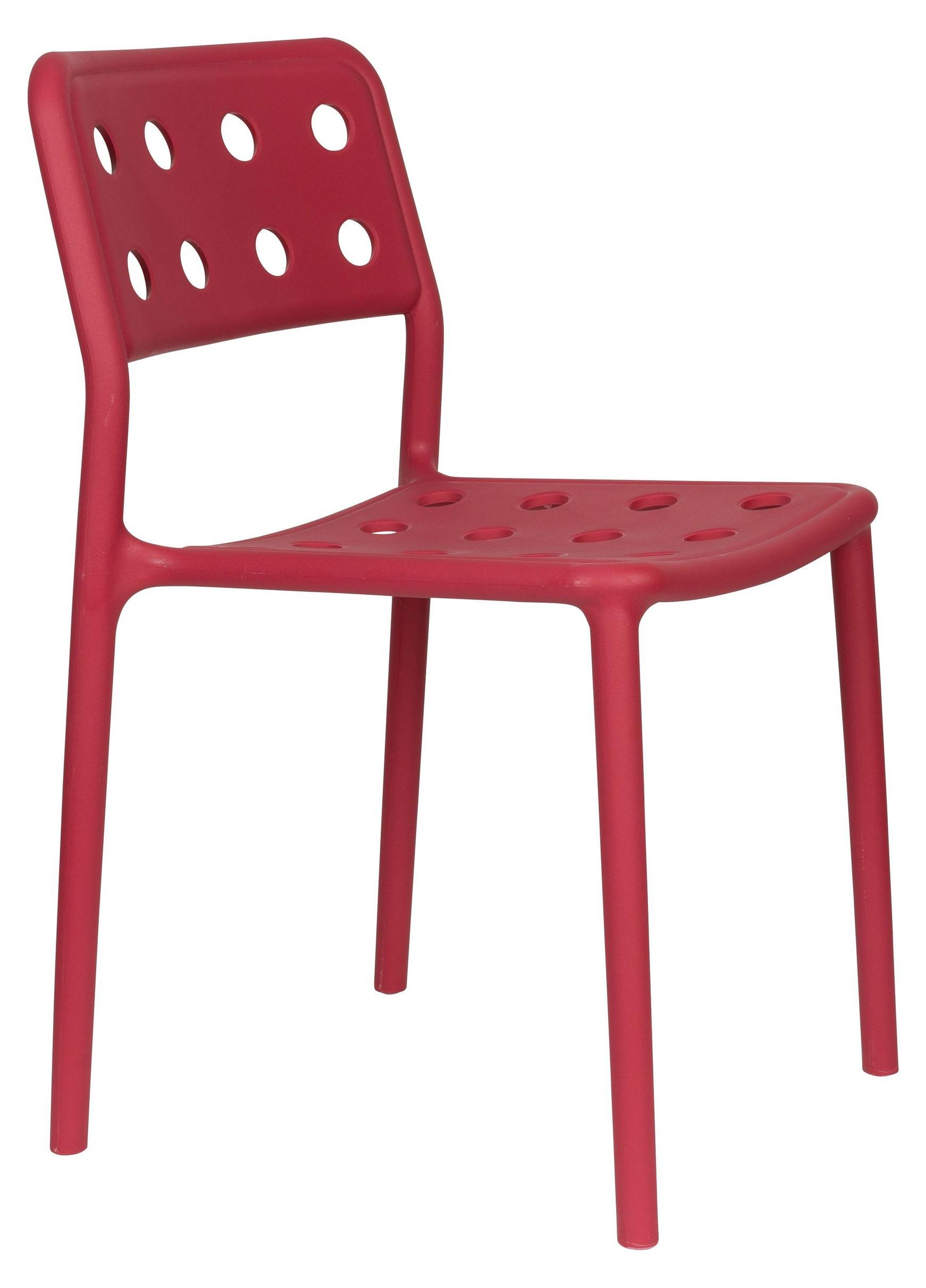 Gartenstuhl Roter Kunststoff - 53x46x80cm - Serra - 4er Set