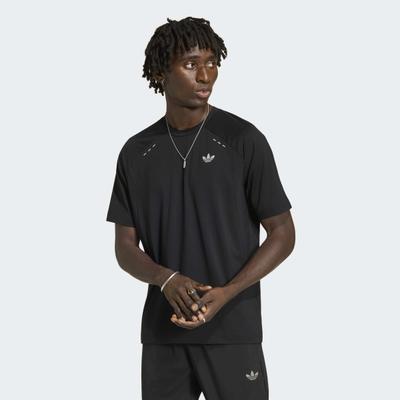 T-Shirt ADIDAS ORIGINALS "TECH TREFOIL ESSENTIALS POLYESTER", Herren, Gr. XXL, schwarz, Obermaterial: 88% Polyester, 12% Elasthan, Shirts T-Shirt, sportlicher Stil, ohne Verschluss, aus Polyester