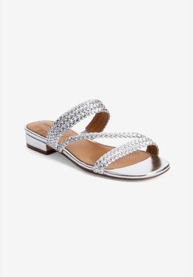 Extra Wide Width Women's The Adler Slip On Mule by Comfortview in Silver (Size 7 WW)
