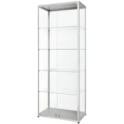 Showdown Displays Vitrine 80 cm breit doppeltürig silber, 80x200x40 cm