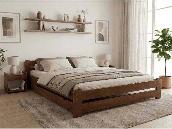 Bett Laura 160 x 200 cm, Eiche Matratze: Ohne Matratze, Lattenrost: Ohne Lattenrost