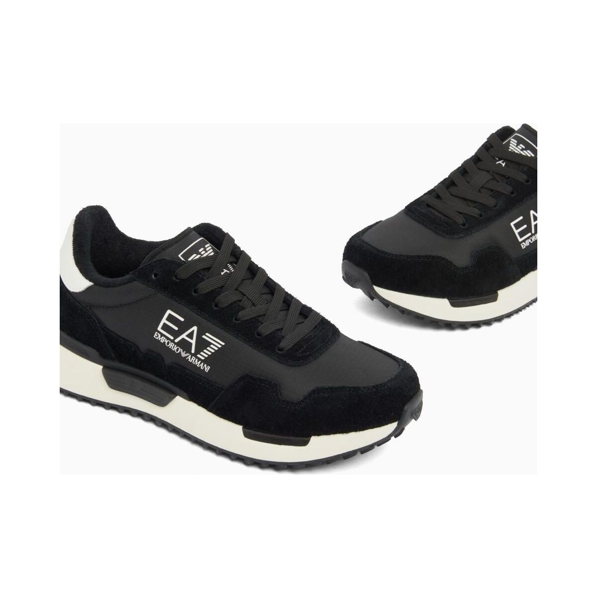 EA7 Sneaker - Sneaker Vintage Running Nylon+cow Suede+pu full black+white (MC138) 9 7X000380 AF19175-MC138-9