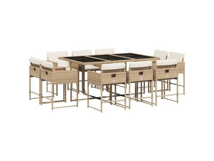 PUGYNBK Esszimmer-Set für den Garten, 11-teilig, synthetisches Rattan, Beige