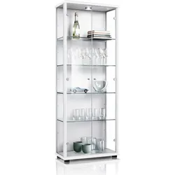 K-Möbel Glasvitrine in Weiss (176x67x33 cm) mit 4 höhenverstellbaren Glasböden & LED - Modellauto Vitrine Weiß - Vitrinenschrank Weiss Sammlervitrine
